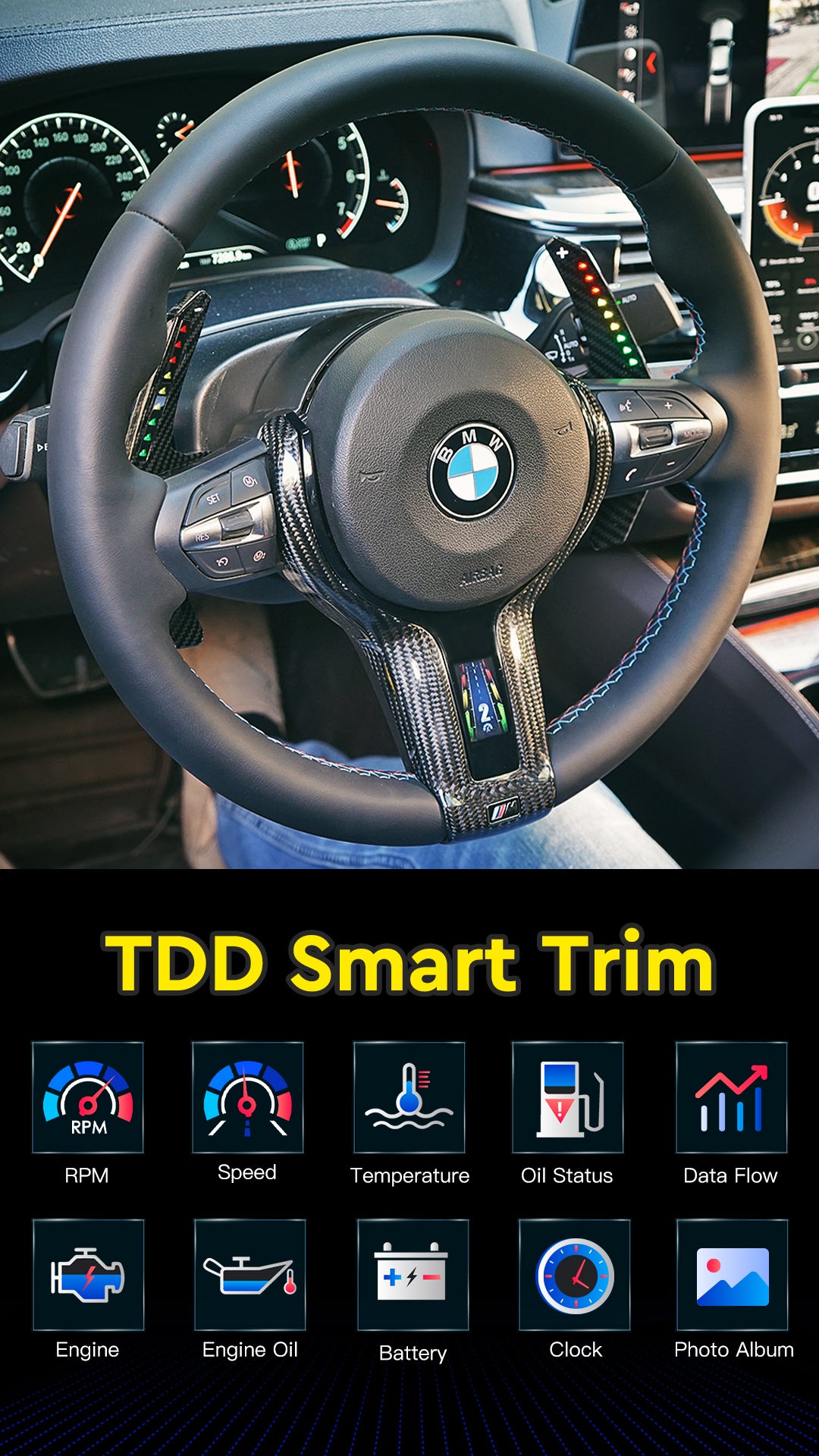 Carbon Fiber M1 Smart Trim for BMW M steering wheel