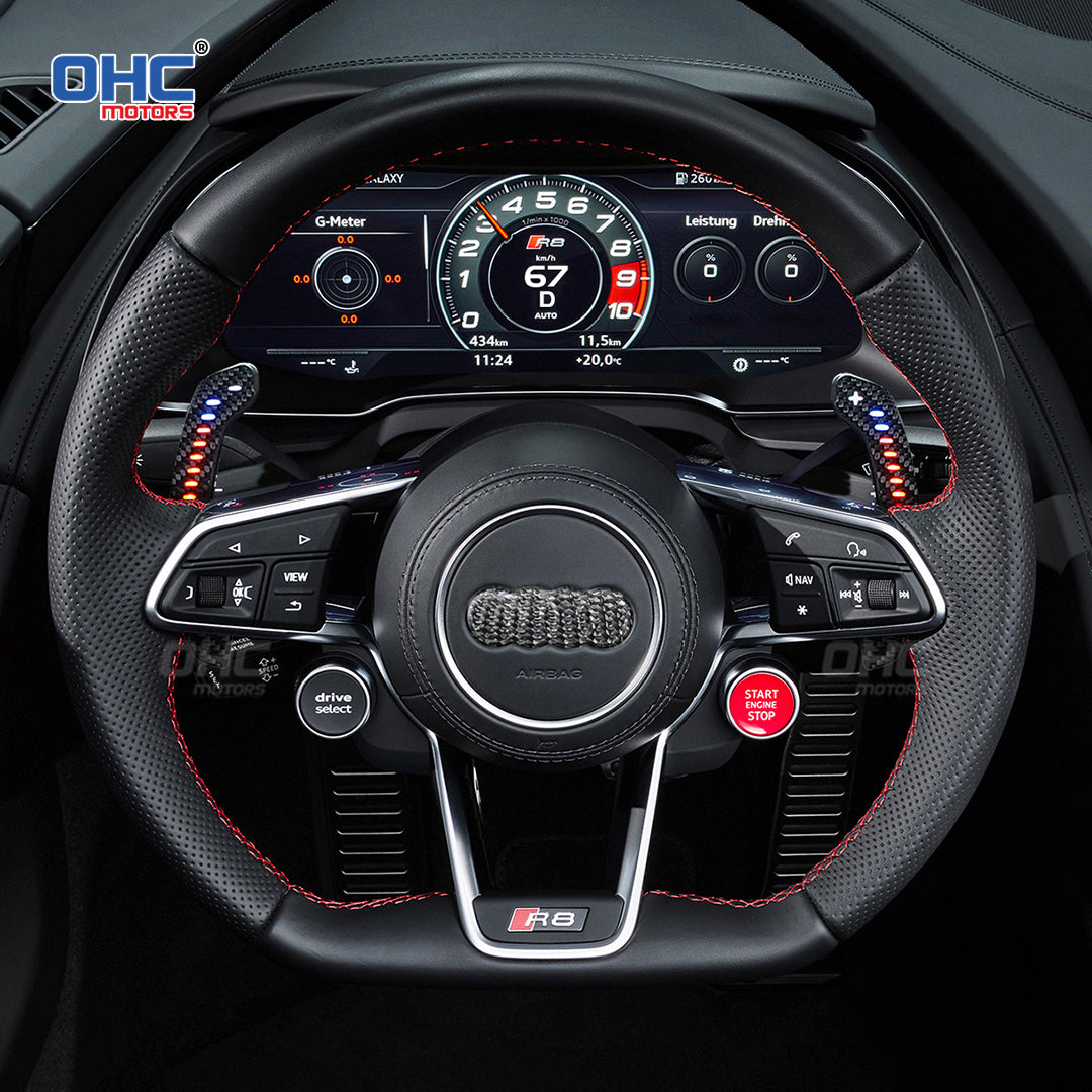 audi r8 gear shift Magnetic LED Paddle Shifters for Audi R8 TTRS TT Silver LED