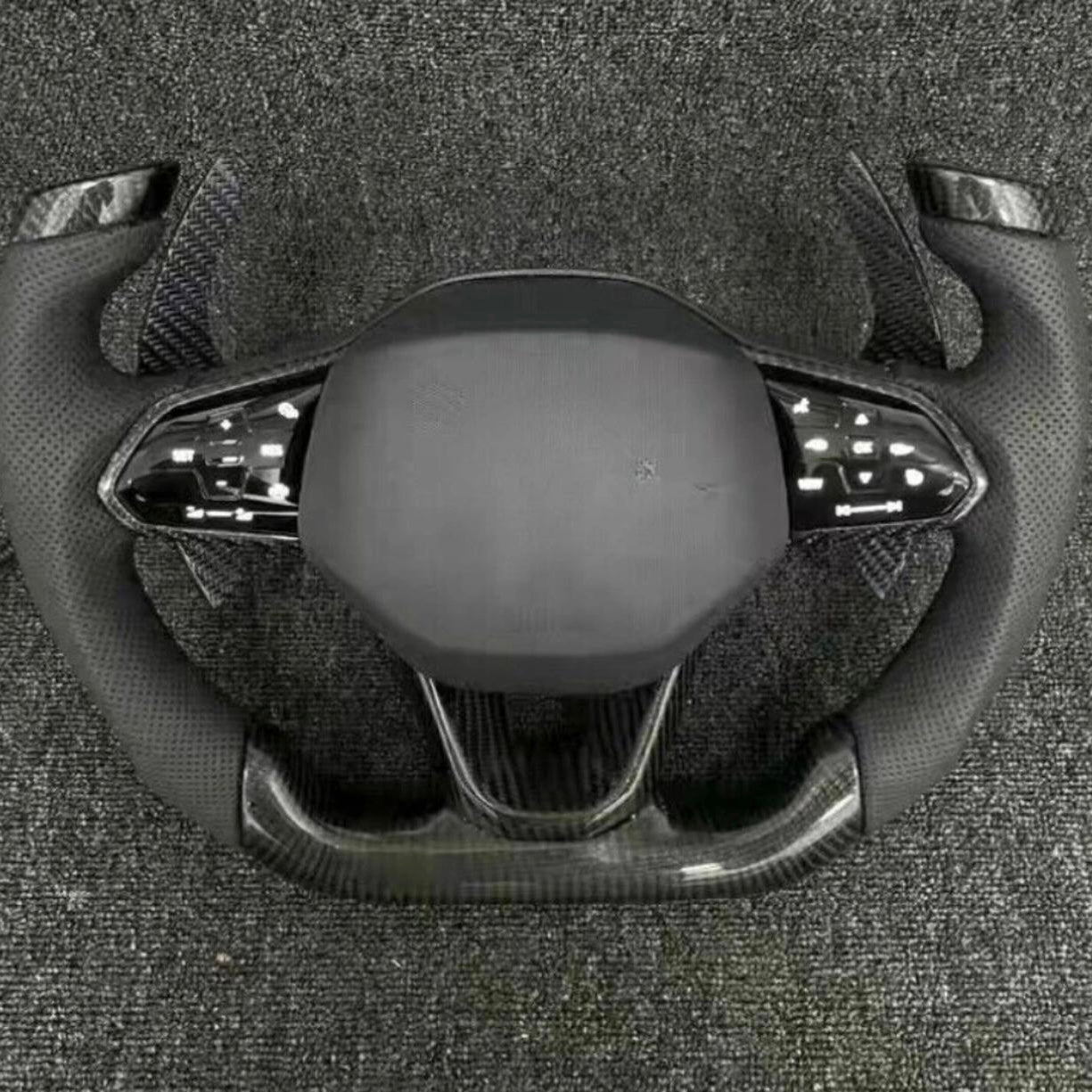 Carbon Fiber Pilot shape steerign wheel for Golf MK8 and Magnetic LED Paddle Shifters