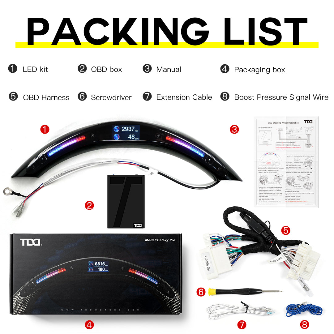 Galaxy Pro II LED Display Steering Wheel Kit Suitable For All Models After 2000 Intelligent Driving Data Display LED Steering
