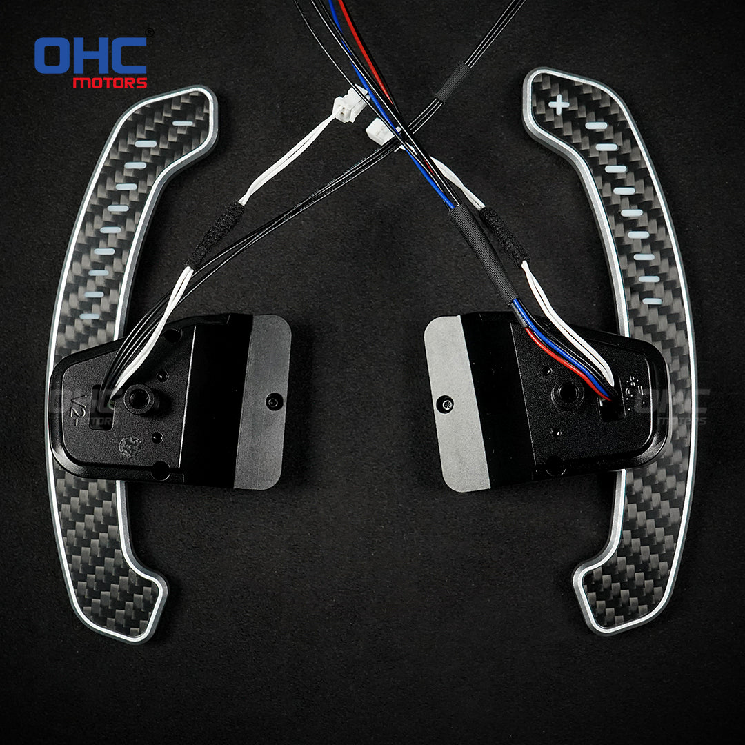 Carbon Fiber LED Magnetic Paddle Shifters For Volkswagen MK8 Mobile Phone Connection APP Control