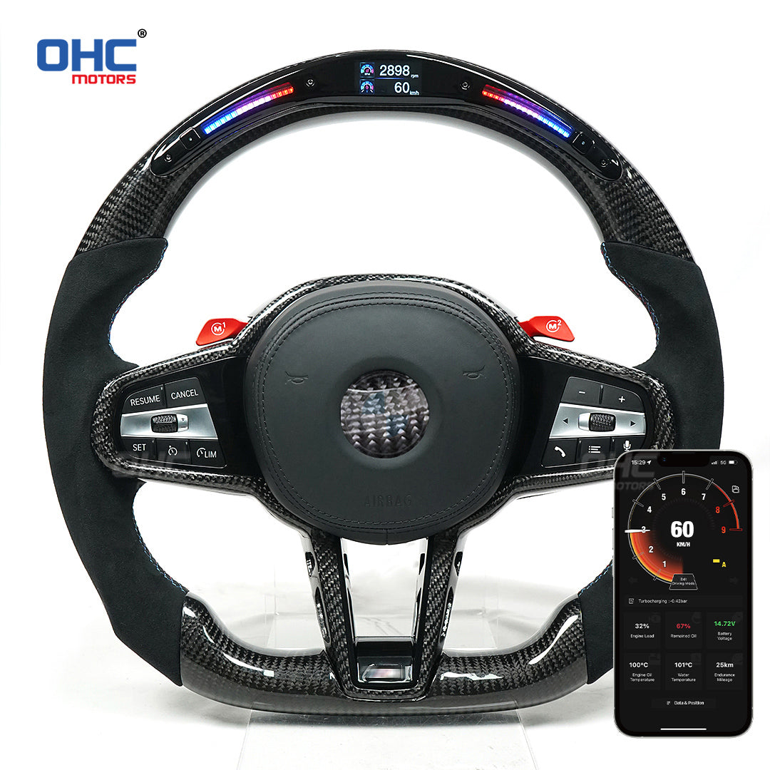 OHC Motors Led Full Alcantara Steering Wheel for BMW M4 CS G8X LCI --NSH