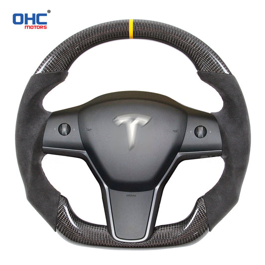 OHC Motors Carbon Fiber Steering Wheel for Tesla Model 3/ Model Y