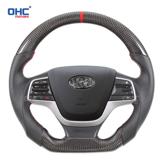 OHC Motors Carbon Fiber Steering Wheel for Hyundai Elantra 2016 2017 2018