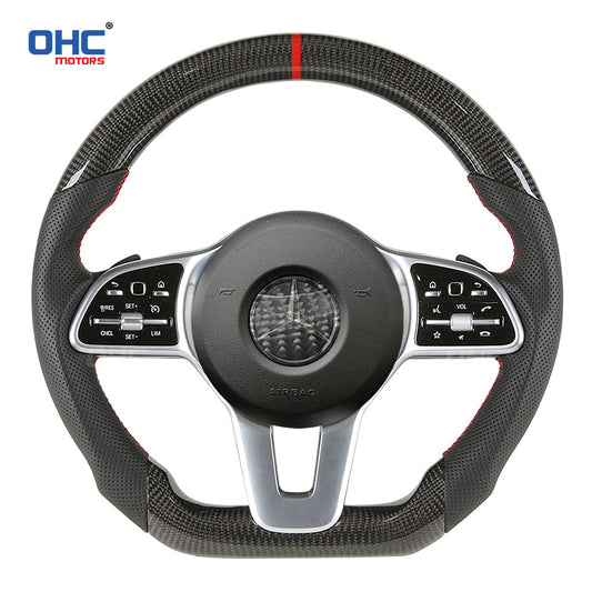 OHC Motors Carbon Fiber Steering Wheel for W205,S205 W213 N293 W24 C117,X117 C238,A238 C257 Class:C E EQC B CLA GLE GLS
