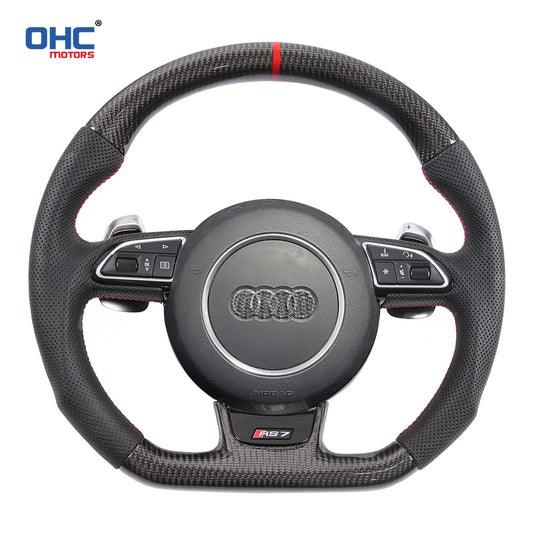 OHC Motors Carbon Fiber Steering Wheel for Audi S3 S4 S5 S6  RS3 RS4 RS5 RS6