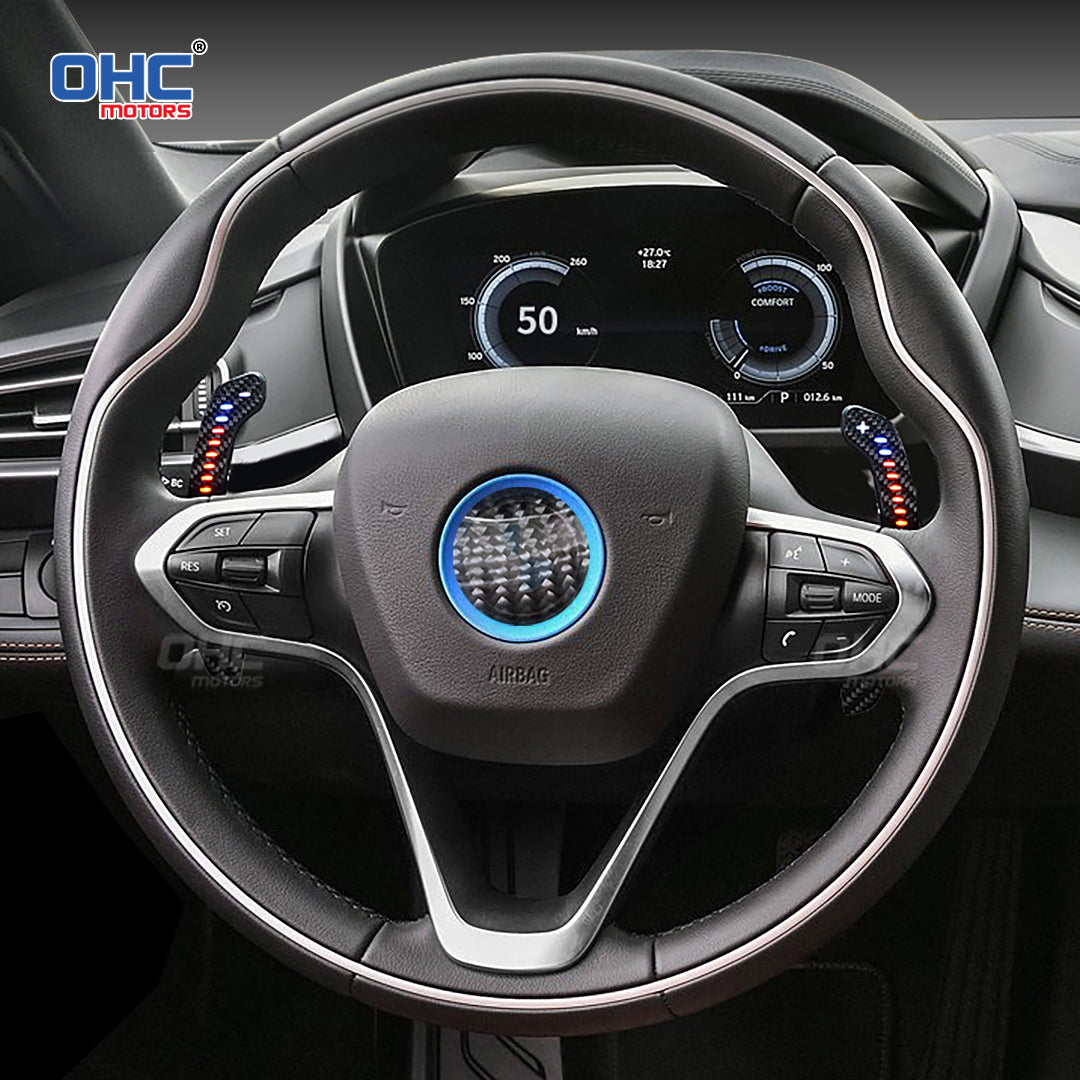 LED Magnetic Carbon Fiber Paddle Shifters For BMW I8