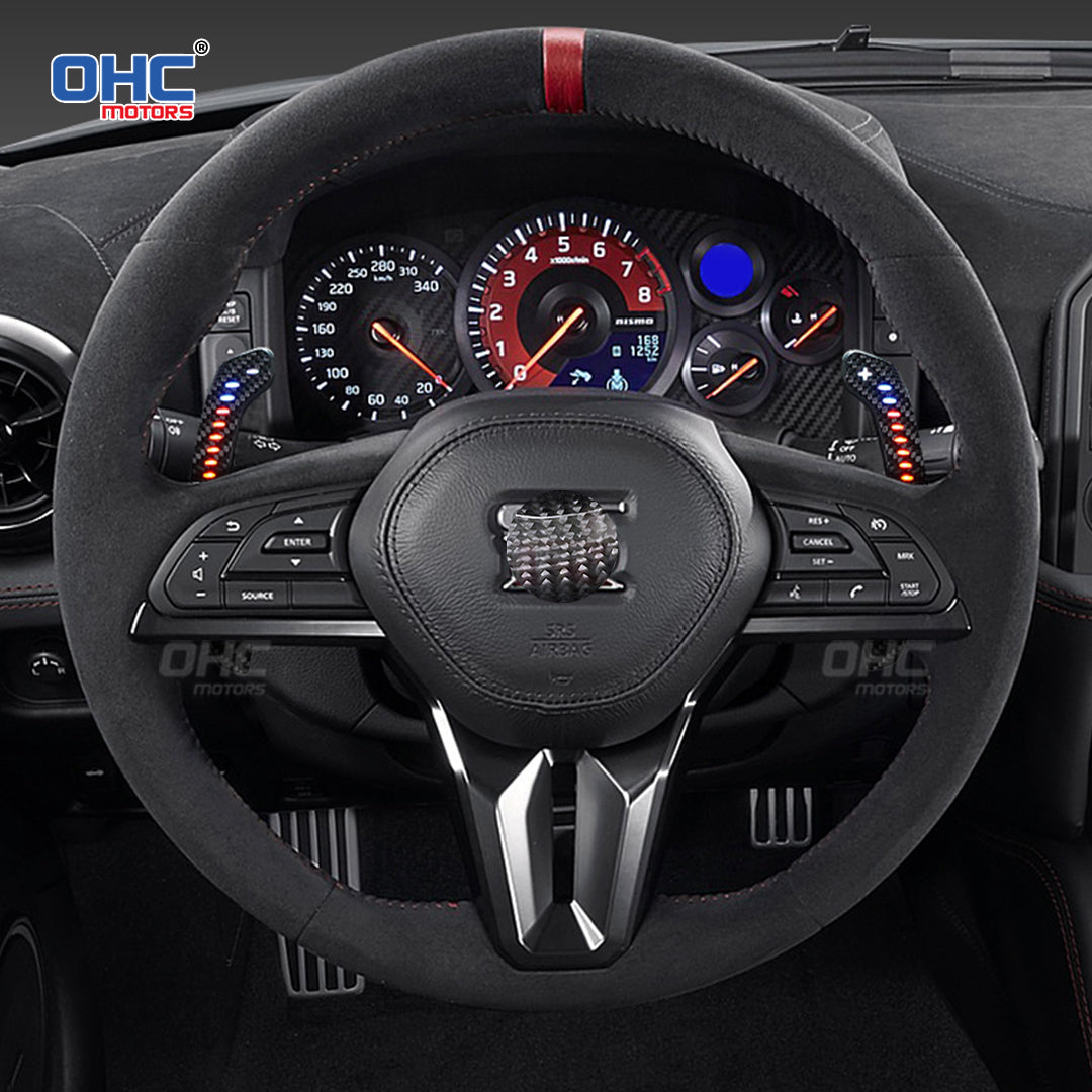 LED Magnetic Carbon Fiber Paddle Shifters For Nissan GTR R35 2017+