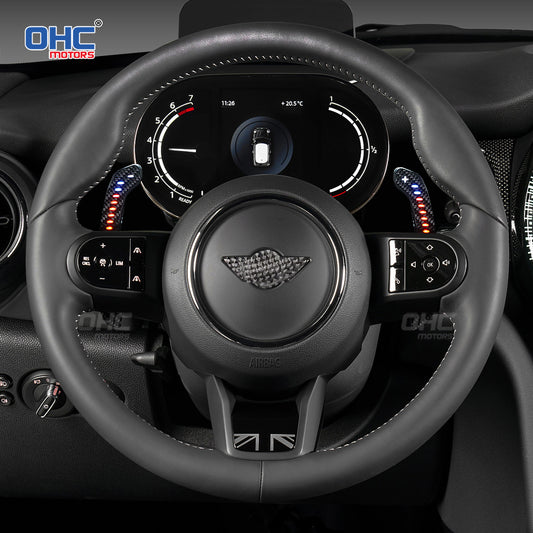 LED Magnetic Carbon Fiber Paddle Shifters For 02-06 Mini Cooper F54 F55 F56 F57 F60 Cooper S/JCW