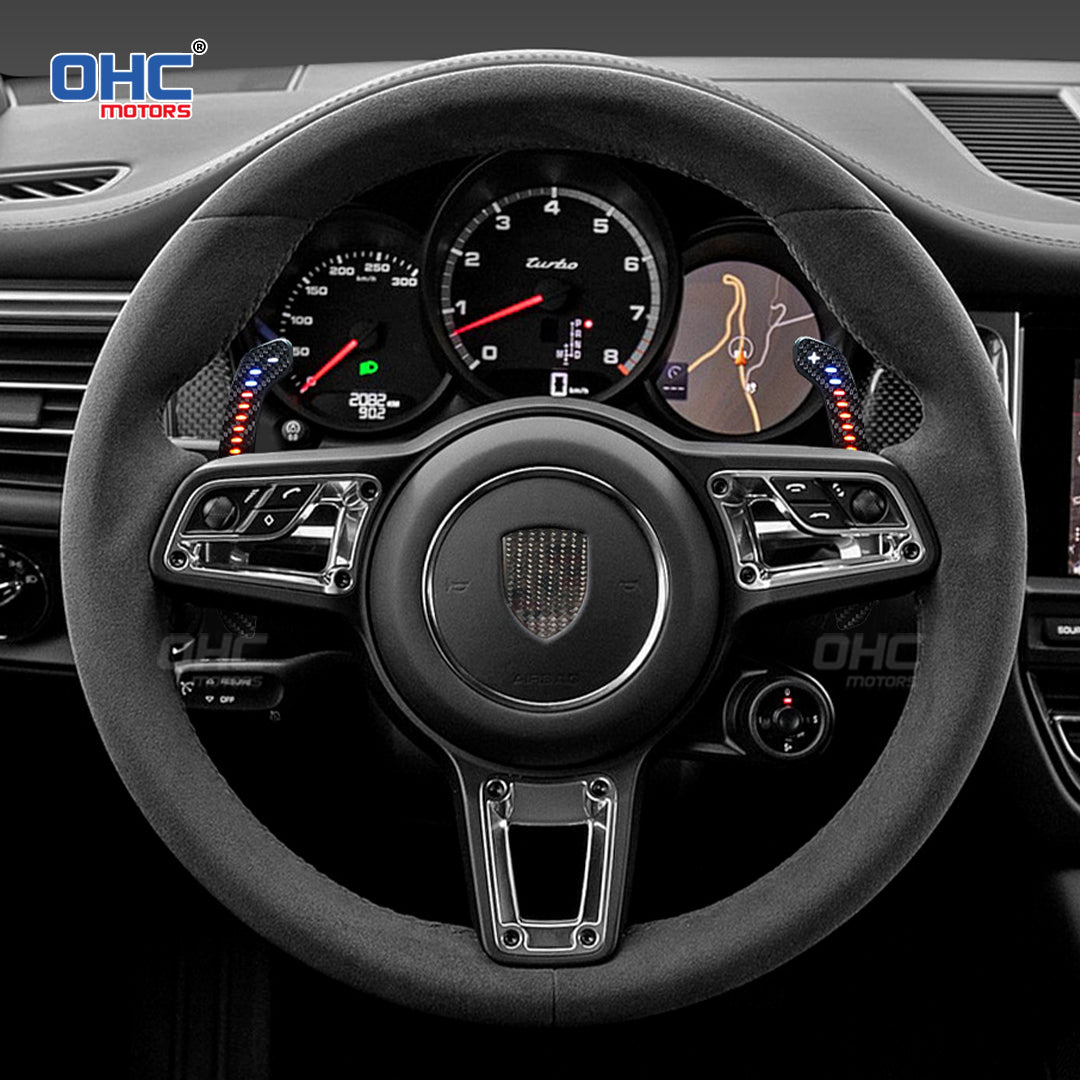 LED Magnetic Carbon Fiber Paddle Shifters For Porsche Cayenne Cayman Panamera 911 918 718