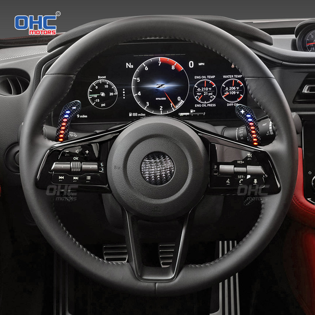 LED Magnetic Carbon Fiber Paddle Shifters For Nissan