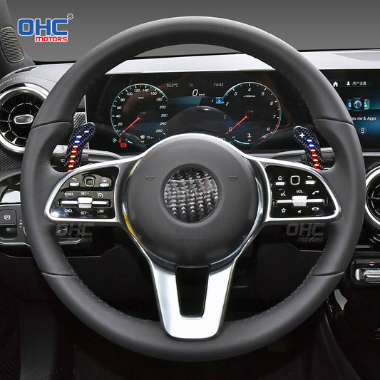 LED Magnetic Carbon Fiber Paddle Shifters For Mercedes Benz W205,S205, W213, N293, W24, C117, X117, C238, A238, C257 Class: C E EQC B CLA GLE GLS