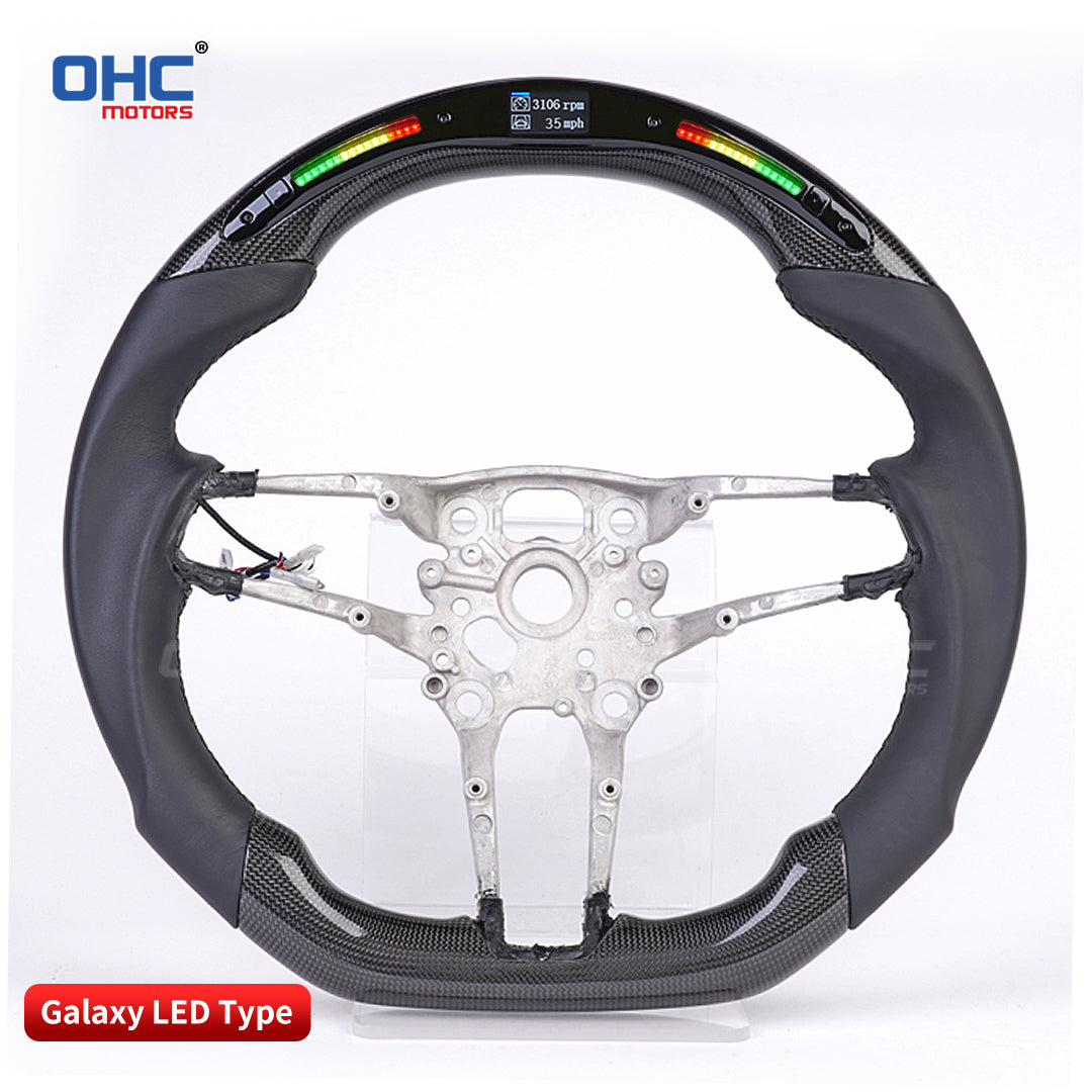 OHC Motors LED Light Up Carbon Fiber Steering Wheel for Porsche Mancan Cayenne Panamera 911 918 718