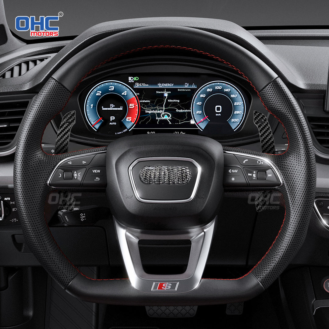 Carbon Fiber Magnetic Paddle Shifters For Audi A1 A2 A3 A4 A5 A8 Q2 Q3 Q4 Q5 Q7 Q8 S1 S2 S3 S4 S5 SQ5 SQ7 SQ8 RS1 RS2 RS3 RS4 RS5 RSQ5