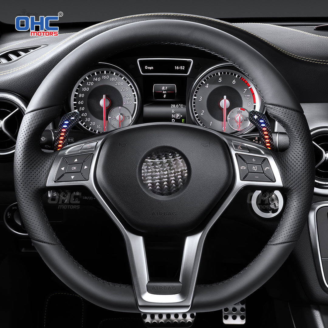 LED Magnetic Carbon Fiber Paddle Shifters For Mercedes Benz X156 X204 C117 X117 W218 X218 R231 Class:GLA GLK CLA CLS SL