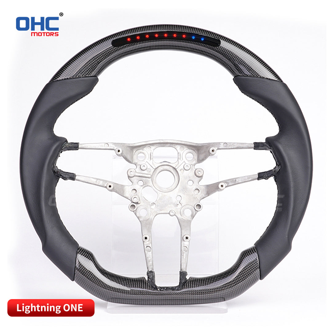 OHC Motors LED Light Up Carbon Fiber Steering Wheel for Porsche Mancan Cayenne Panamera 911 918 718