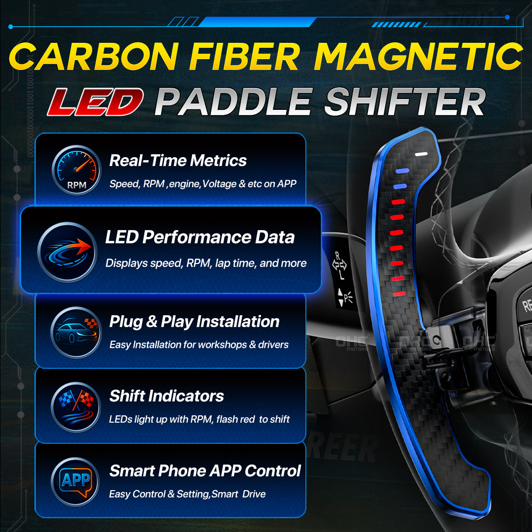 LED Magnetic Carbon Fiber Paddle Shifters For BMW M5 M6 M7 F10 F11 F30 X5 X6 535i 535xi F10 2011-2016 F20 F30 F32 F34 F36 F80