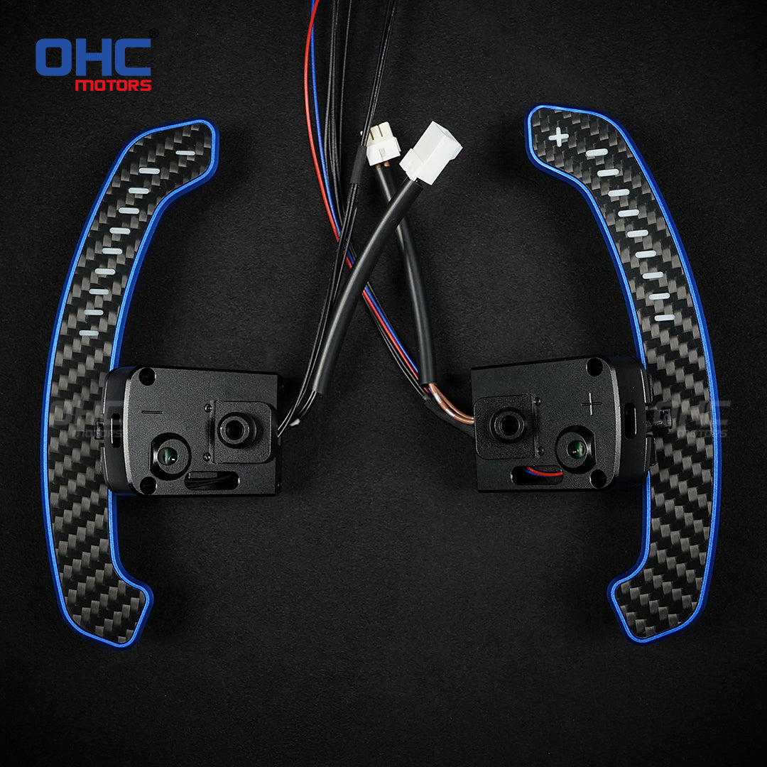 Carbon Fiber LED Magnetic Paddle Shifters For Nissan Micra VERSA FAIRLADY Rogue Teana X-trail Altima Mobile Phone Connection APP Control