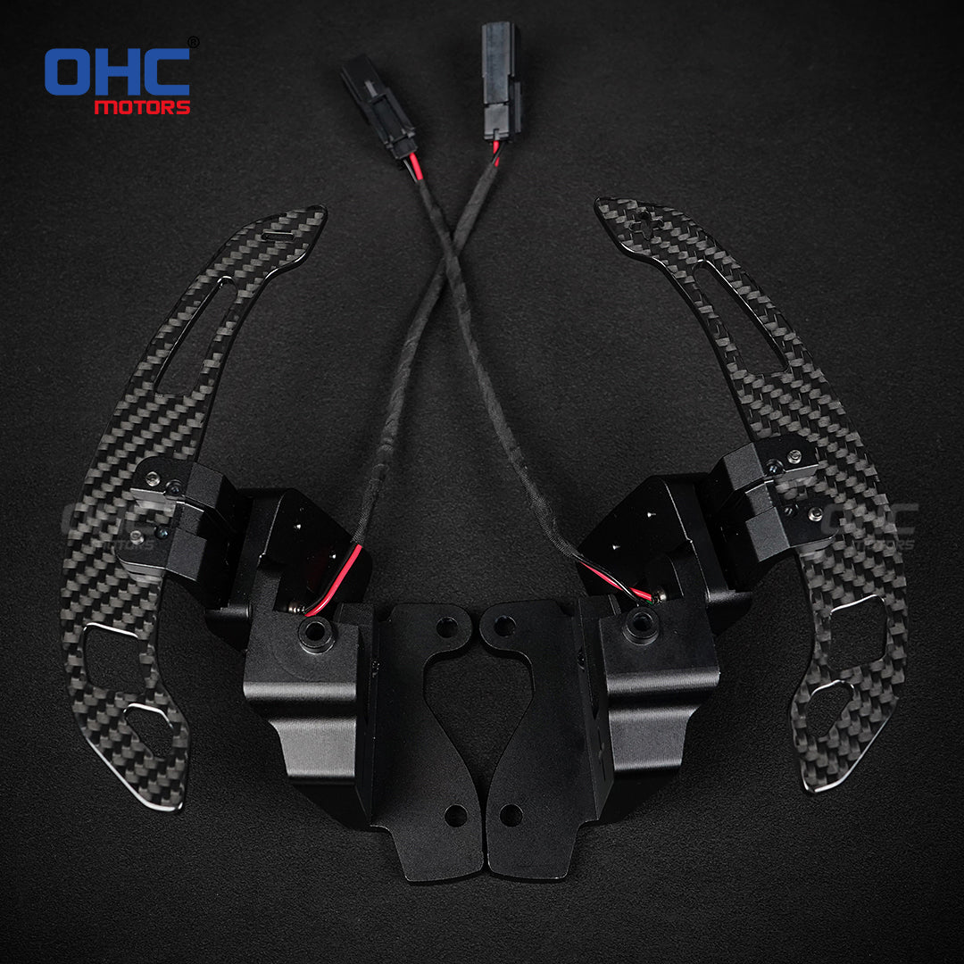 OHC Glossy Carbon Fiber Magnetic Steering Wheel Paddle Shifters For Ford F150 F-150 Raptor 2015-2025