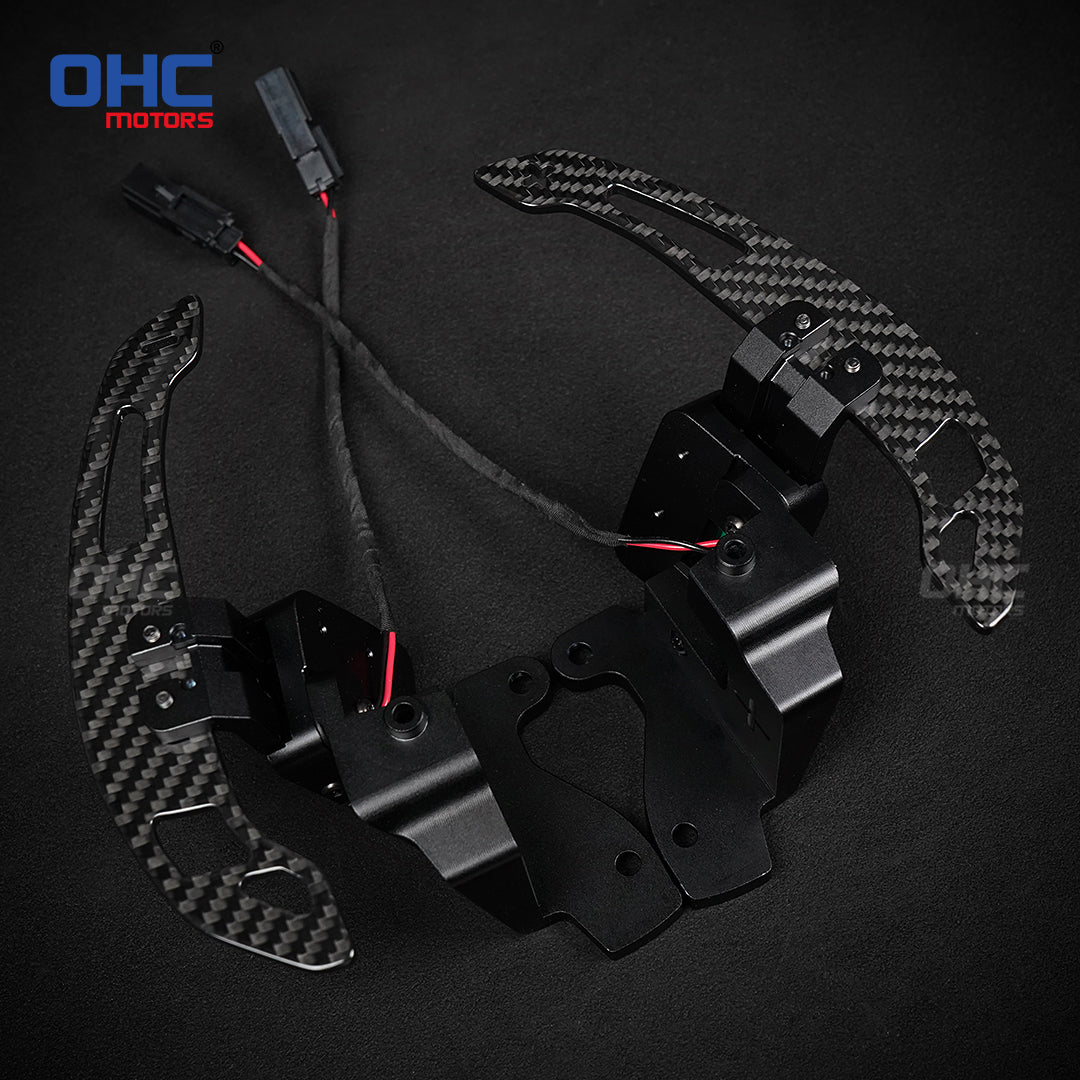 OHC Glossy Carbon Fiber Magnetic Steering Wheel Paddle Shifters For Ford F150 F-150 Raptor 2015-2025