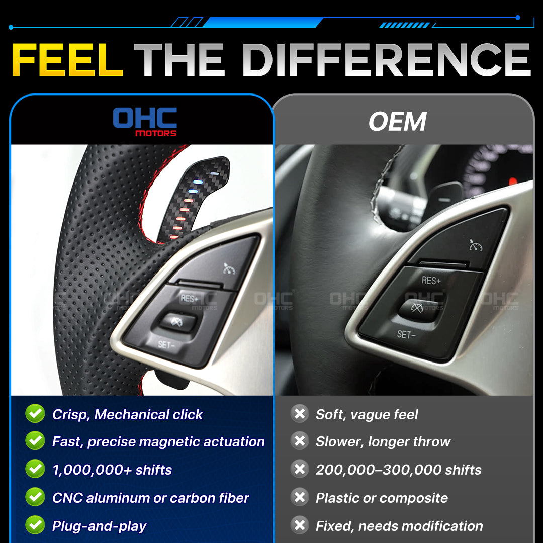 For Chevrolet Camaro SS Corvette C7 LED Magnetic Paddle Shifters Mobile Phone Connection APP Control