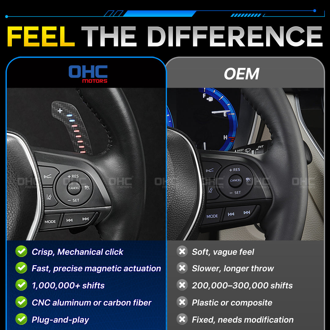 LED Magnetic Carbon Fiber Paddle Shifters For Toyota Camry Avalon Corolla