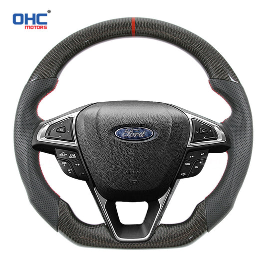 OHC Motors Carbon Fiber Steering Wheel for Ford Fusion Mondeo 2013-2020 Edge Focus Taurus