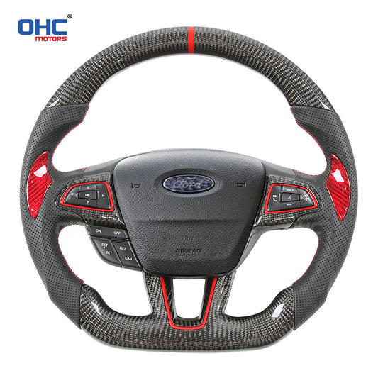 OHC Motors Carbon Fiber Steering Wheel for 2015 2016 2017 2018 2019 FORD FOCUS