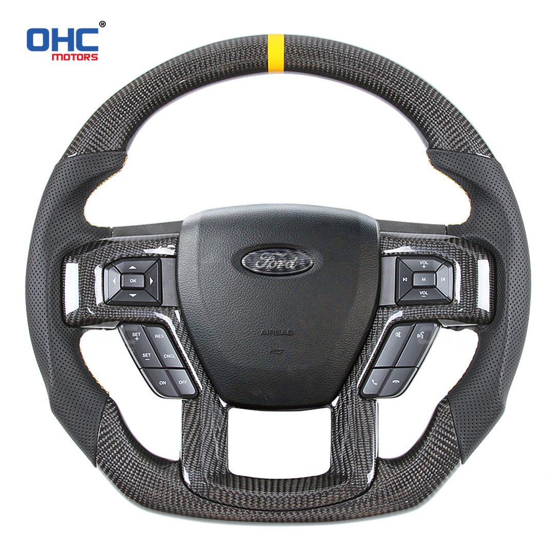 OHC Motors Carbon Fiber Steering Wheel for 15-20 Ford F150/Raptor F-150 2020-2024