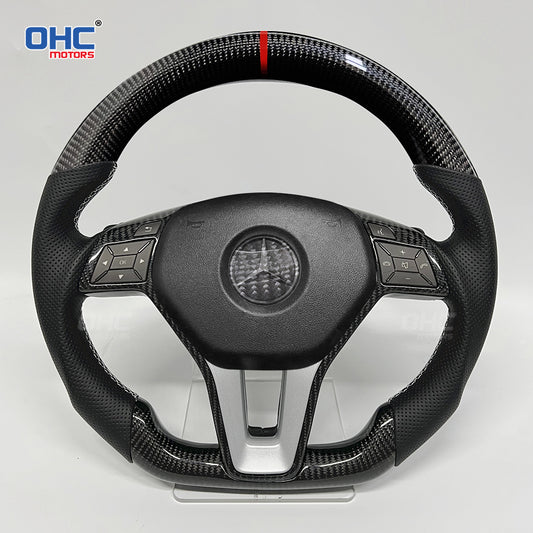 OHC Motors Carbon Fiber Steering Wheel for W204,S204 W212,V212,S212 X156 X253 W246 C117,X117 W218 Class:C E GLA GLK B CLA CLS