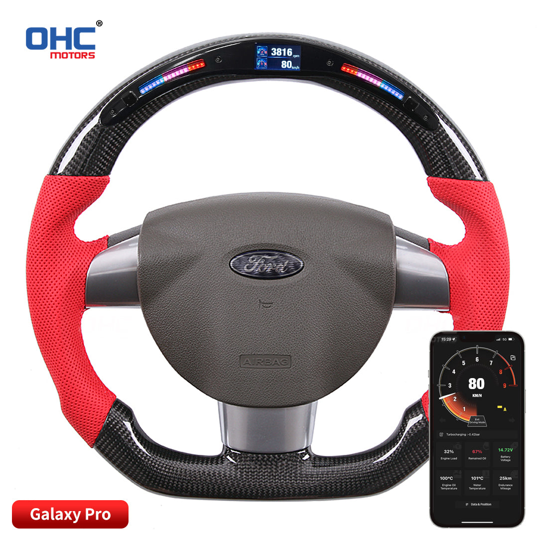 OHC Motors LED Light Up Steering Wheel for Ford FOCUS2 MK2 Hatchback 05-12 YEARS