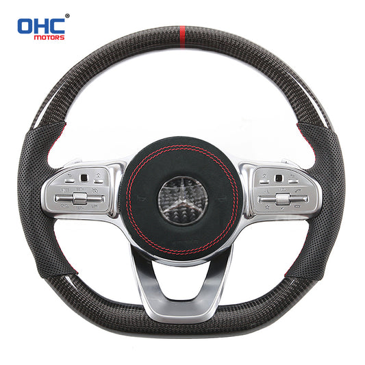 OHC Motors Carbon Fiber Steering Wheel for W177 W205,S205 W213 W222 C257 X166 Class:A C E S CLS G