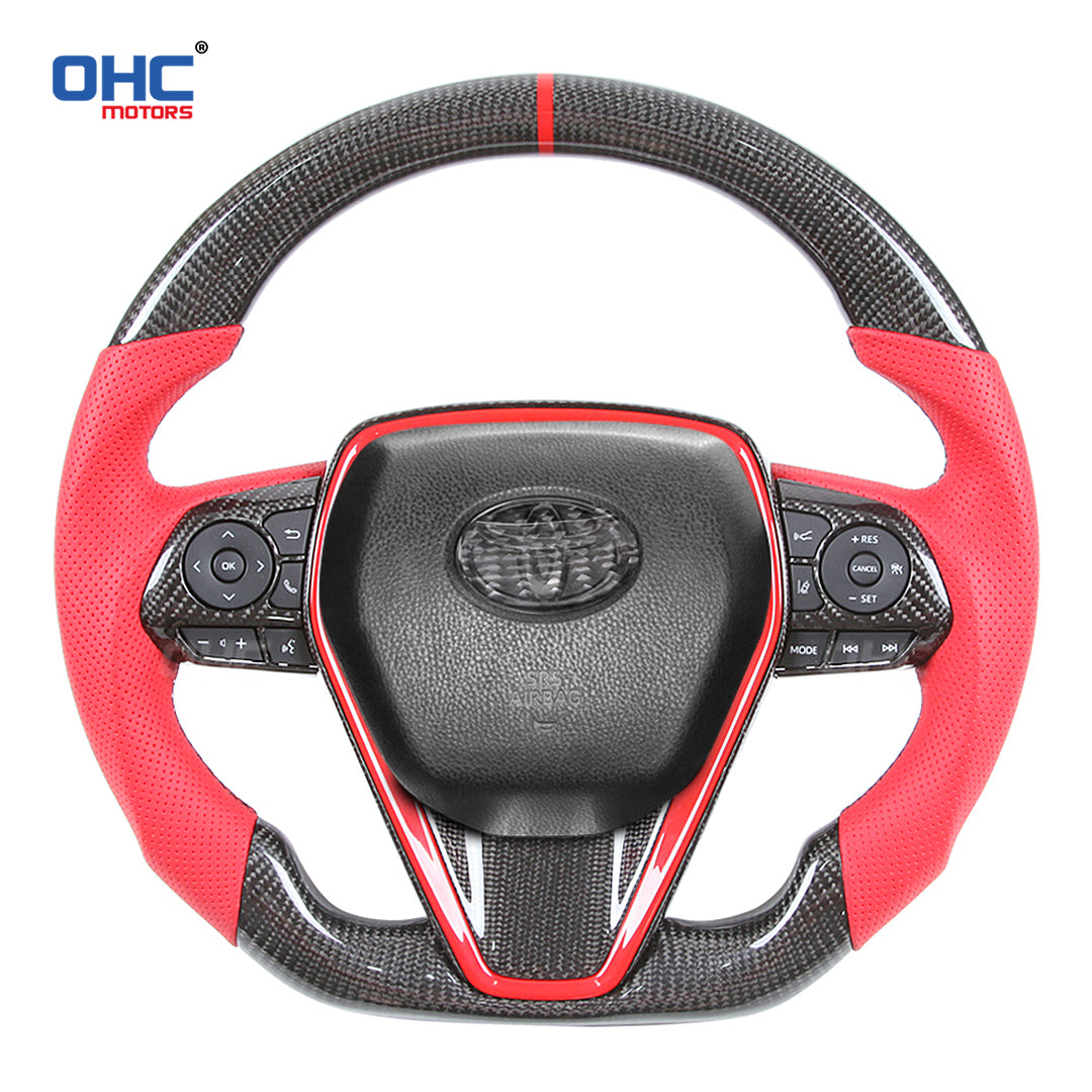 OHC Motors Carbon Fiber Steering Wheel for Toyota Camry Corolla RAV4 2018 2019 2020 2021 +