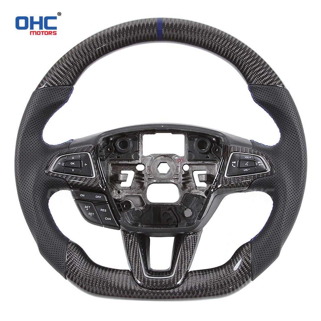 OHC Motors Carbon Fiber Steering Wheel for 2015 2016 2017 2018 2019 FORD FOCUS