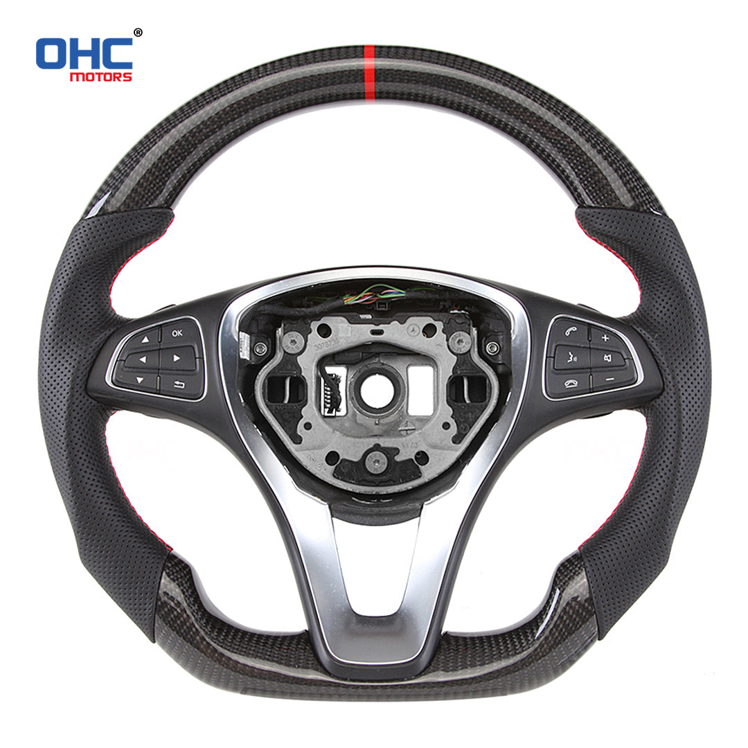 OHC Motors Carbon Fiber Steering Wheel for W205,S205 W205,S205 W213,S213,  X156 C205,A205 W447 W246 C117,X117 W218,X218 C207,A207,C238,A238 X166 ...