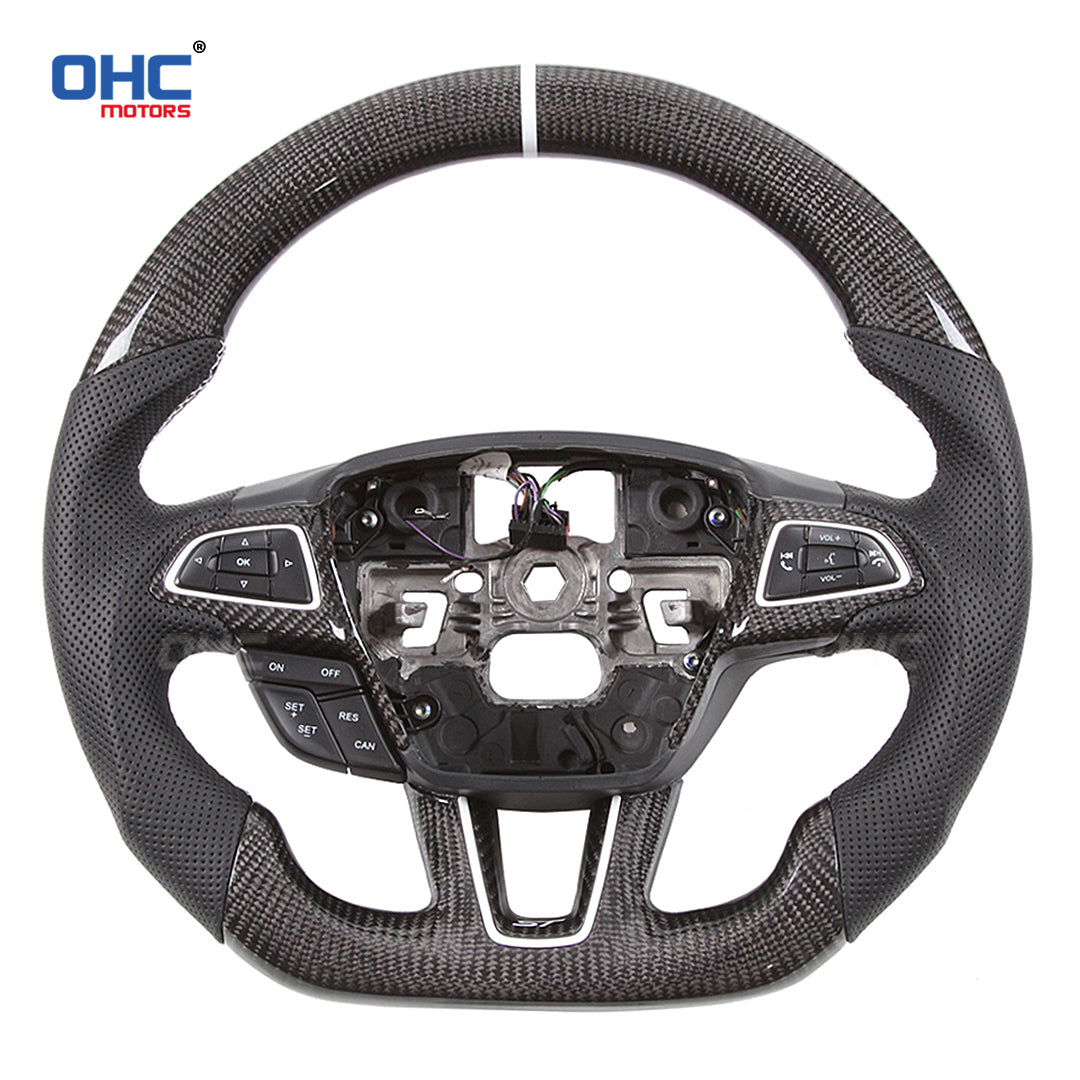 OHC Motors Carbon Fiber Steering Wheel for 2015 2016 2017 2018 2019 FORD FOCUS