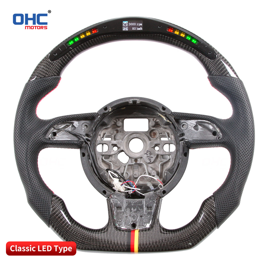 OHC Motors Led Light Up Steering Wheel for Audi A1 A2 A4 A5 A6 A7 S1 S4 S5 S6 S7 RS6 RS7 A5 RS3 RS4 TT RS Q5 Q7 A8 S Line