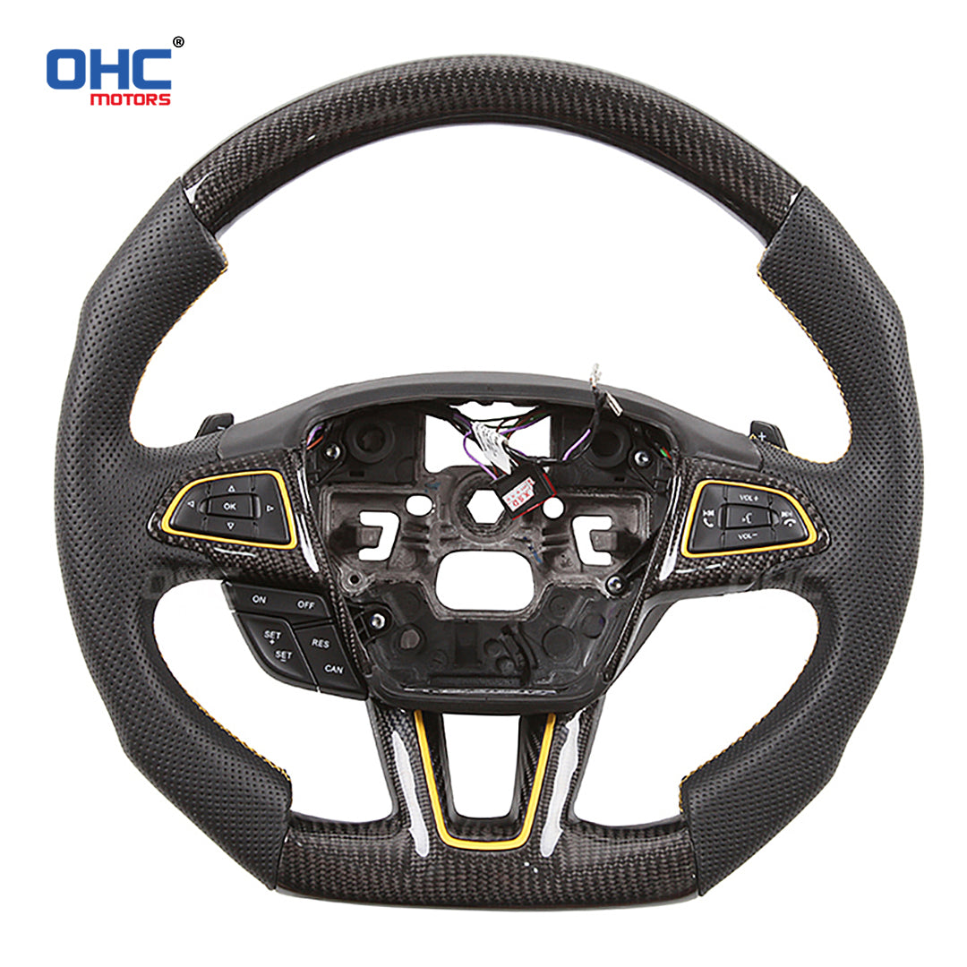 OHC Motors Carbon Fiber Steering Wheel for 2015 2016 2017 2018 2019 FORD FOCUS